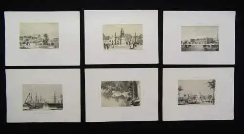 Geissler Bremen, 15 von gesamt 18 getönten Lithographien aus "Album von Bremen"