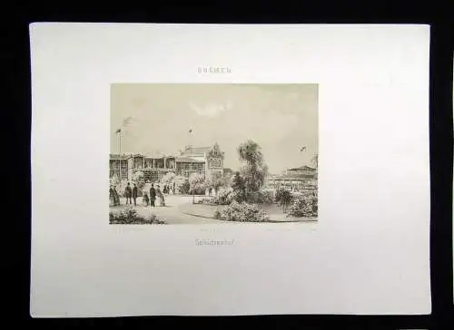 Geissler Bremen, 15 von gesamt 18 getönten Lithographien aus "Album von Bremen"