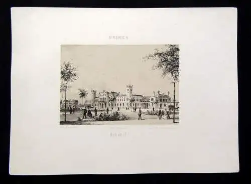 Geissler Bremen, 15 von gesamt 18 getönten Lithographien aus "Album von Bremen"