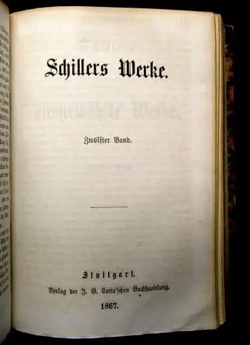 Schiller`s ausgewählte Werke 1867 12 Bde. in 6 komplett Klassiker Lyrik