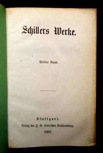 Schiller`s ausgewählte Werke 1867 12 Bde. in 6 komplett Klassiker Lyrik