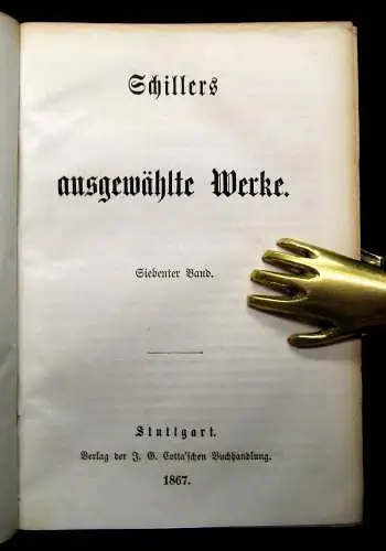 Schiller`s ausgewählte Werke 1867 12 Bde. in 6 komplett Klassiker Lyrik