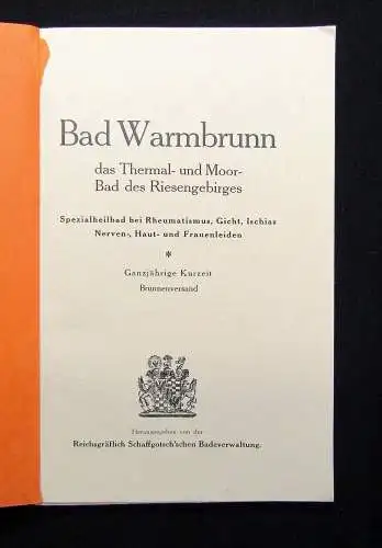 Bad Warmbrunn Thermal-u. Moorbad des Riesengebirges Rheumatismus Gicht um 1920