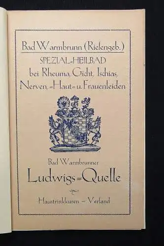 Bad Warmbrunn Thermal-u. Moorbad des Riesengebirges Rheumatismus Gicht um 1920