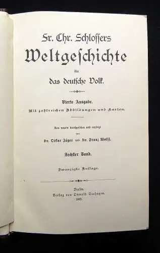 Schlossers Weltgeschichte für das deutsche Volk 1885/86 18+1 Bde. komplett