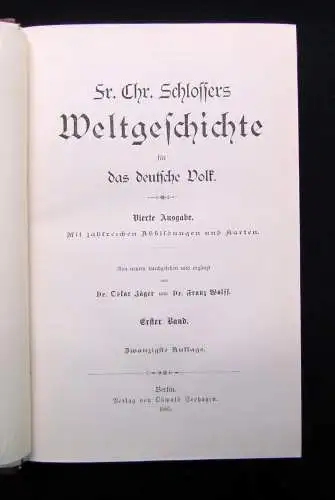 Schlossers Weltgeschichte für das deutsche Volk 1885/86 18+1 Bde. komplett