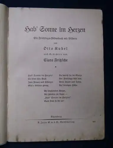 Kubel Hab Sonne im herzen um 1920 selten Frühlingsbilderbuch mit Bildern js