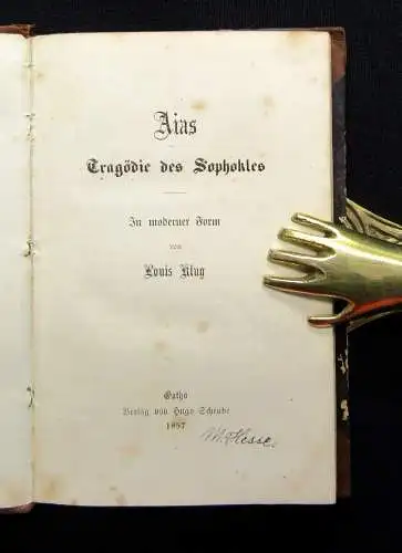 Klug, Louis Aias Tragödie des Sophokles 1857 Belletristik Lyrik Kultur