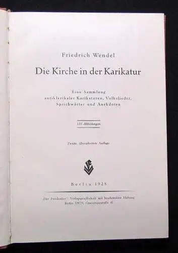 Wendel Die Kirche in der Karikatur 1928 Theologie 121 Abbildungen Christentum