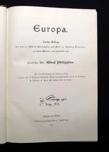 Philippson Europa 1906 Allgemeine Länderkunde Zweite Auflage Geographie