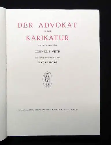 Veth Der Advokat in der Karikatur um 1927 mit zahlreichen Abbildungen Kunst