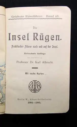 Grieben´s Reiseführer Die Insel Rügen Band 65 1904-1905 Ortskunde Guide