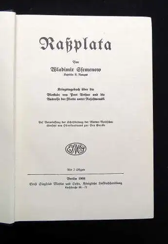 Siemenow Rassplata Kriegstagebuch 1908 mit 2 Skizzen Geschichte Militär Marine