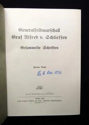 Graf Alfred von Schlieffen Gesammelte Schriften 2 Bde 1913 Karten vollständig