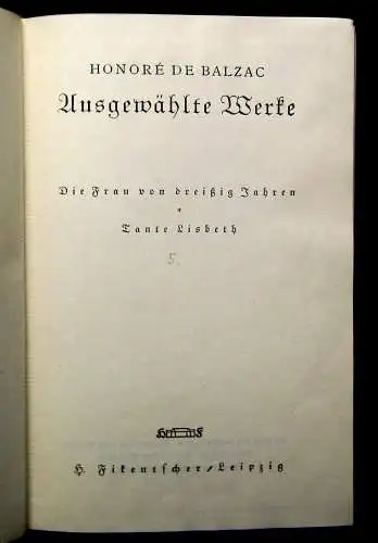 Balzac Ausgewählte Werke Band 1-5 komplett um 1925 Literatur Lyrik