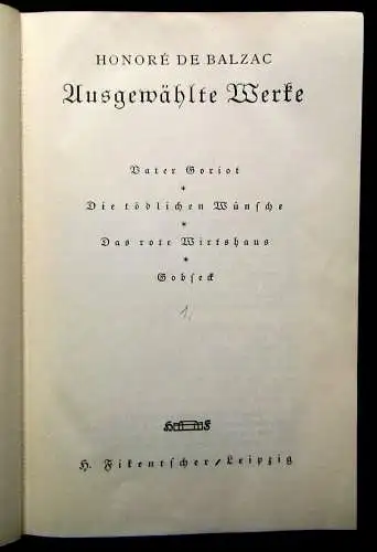 Balzac Ausgewählte Werke Band 1-5 komplett um 1925 Literatur Lyrik