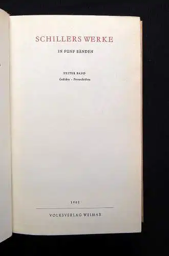 Bibliothek deutscher Klassiker Schillers Werke 1961 1-5 komplett Selten  Lyrik