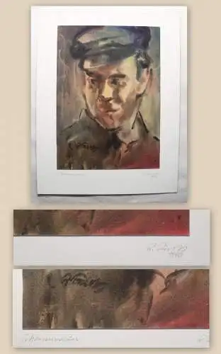 Richard Pusch Aquarell Strassenmeister 1948 Zeichnung Malerei Porträt Arbeiter