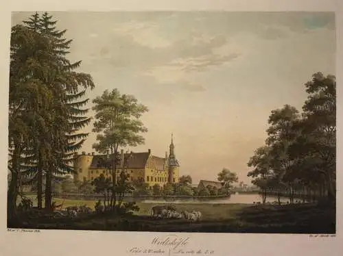 handkol. Aquatintaradierung Ulrik Thersner Widtsköfle, Slott 1818 Grafik sf