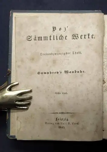 Boz` Sämmtliche Werke 9 Bde. in 3 Büchern 1845 Humphrey`s Wanduhr Klassiker js