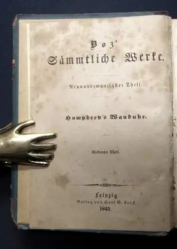 Boz` Sämmtliche Werke 9 Bde. in 3 Büchern 1845 Humphrey`s Wanduhr Klassiker js