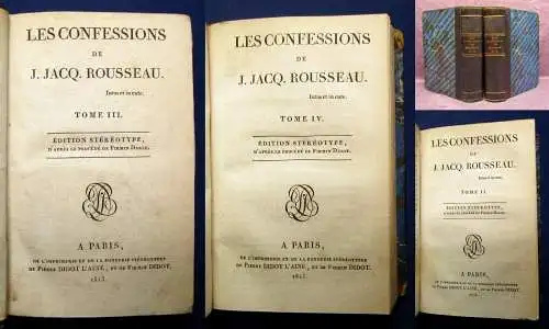 Rousseau Les Confessions 2 Bände komplett 1813 Belletristik Lyrik js