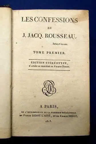 Rousseau Les Confessions 2 Bände komplett 1813 Belletristik Lyrik js