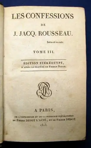 Rousseau Les Confessions 2 Bände komplett 1813 Belletristik Lyrik js