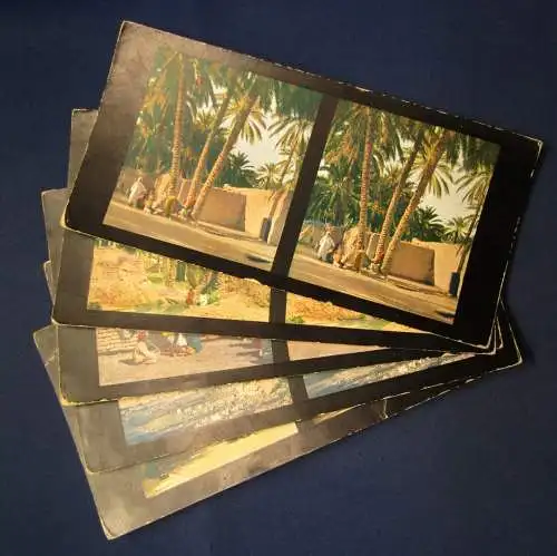 Sammlung 5 Stereo Bilder Algier,Oase Biskra Serie 43 Chromoplast No.273 1930 js