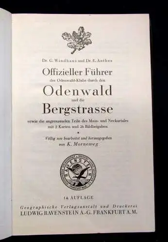 Windhaus, Anthes Offizieller Führer durch den Odenwald 1926 Guide Reiseführer mb