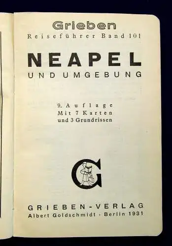 Grieben Reiseführer Bd 101 Neapel und Umgebung 1931 Guide Führer Reiseführer m