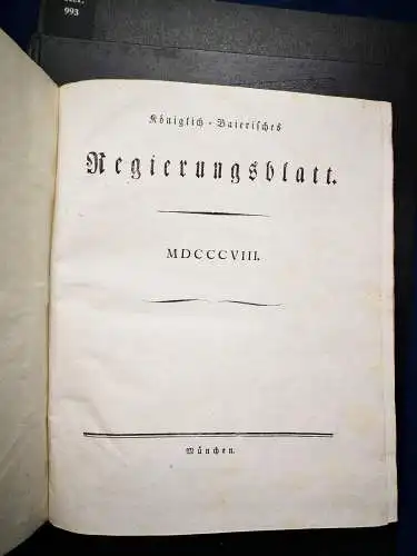 Königlich - Baierisches Regierungsblatt 1808 Geschichte Recht Wissen sf