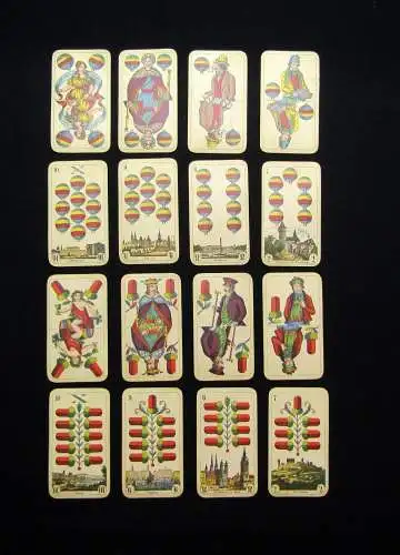 Lithographisches Kartenspielset mit Stadtmotiven 32 Karten ohne Hülle um 1880