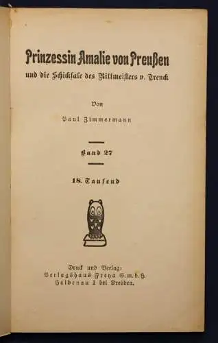 Zimmermann Frauen der Liebe Bd 27 "Prinzessin Amalie" um 1925 Liebesroman sf