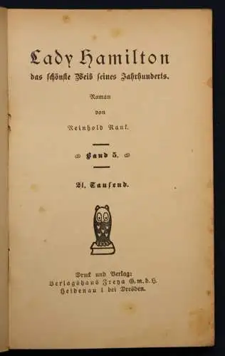 Rank Frauen der Liebe Band 5 "Lady Hamilton" um 1925 Liebesroman sf