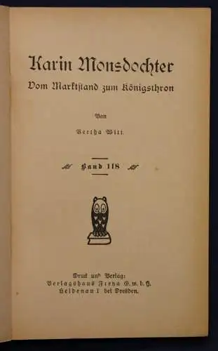 Witt Frauen der Liebe Band 118 "Karin Monsdochter" um 1925 Liebesroman sf