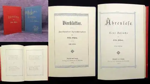 2 'Bde. "Frida Schanz" Vierblätter und Ährenlese 1898, 1899 Literatur