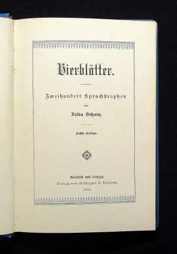 2 'Bde. "Frida Schanz" Vierblätter und Ährenlese 1898, 1899 Literatur