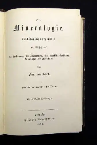 Kobell, Franz Die Mineralogie Leichtfaßlich dargestellt Mit 5 Tafeln 1871