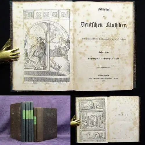 3x Bibliothek deutscher Klassiker (1-3) + 3 Beigaben(Reineke,Fräulein v.See)1861