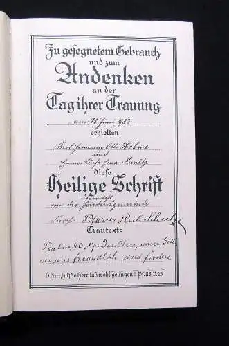 Luther, Martin Die Bibel oder die ganze heilige Schrift Kleinoktav- Ausgabe 1920