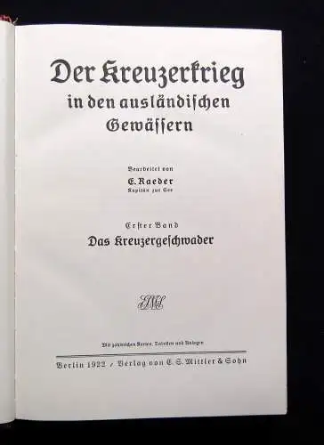 Marine-Archiv Raeder Der Krieg zur See Kreuzerkrieg 1914-1918 1922/23 Geschichte