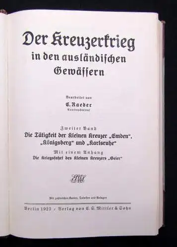 Marine-Archiv Raeder Der Krieg zur See Kreuzerkrieg 1914-1918 1922/23 Geschichte