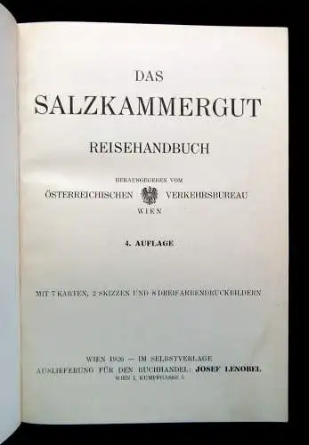 Österreichischer Verkehrsaufbau Das Salzkammergut Reisehandbuch 1926