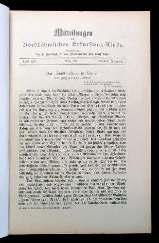 Reder Mitteilungen des Nordböhmischen Exkursions-Klubs Heft  1-4 1911 Geschichte