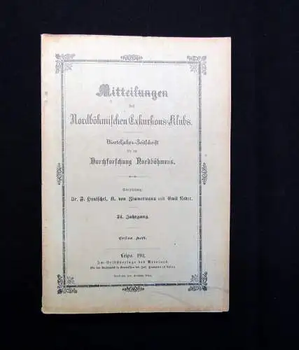 Reder Mitteilungen des Nordböhmischen Exkursions-Klubs Heft  1-4 1911 Geschichte