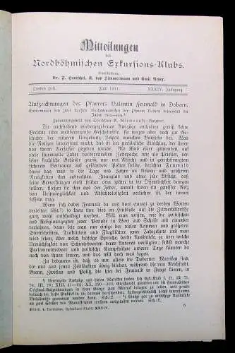 Reder Mitteilungen des Nordböhmischen Exkursions-Klubs Heft  1-4 1911 Geschichte