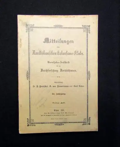 Reder Mitteilungen des Nordböhmischen Exkursions-Klubs Heft  1-4 1911 Geschichte