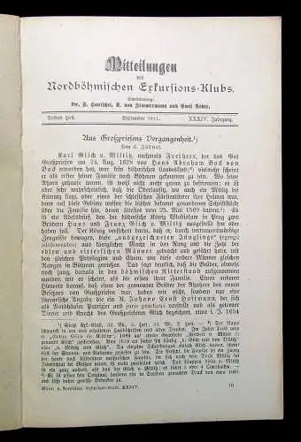 Reder Mitteilungen des Nordböhmischen Exkursions-Klubs Heft  1-4 1911 Geschichte