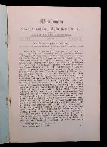 Mitteilungen des Nordböhmischen Exkursions-Klubs Heft  1-4 1907 Geschichte